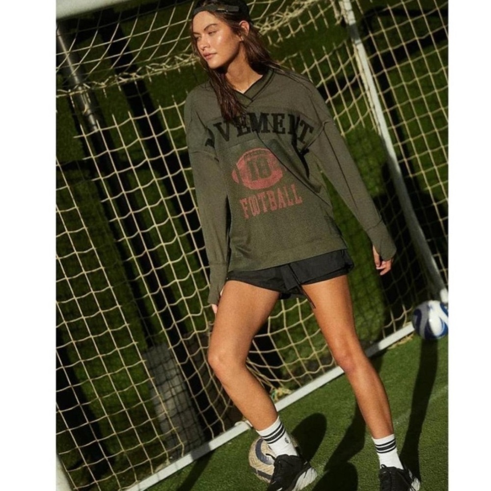NWT 🏈 Free People FP Movement Juniper Long Sleeve Tunic Football Jersey Size S